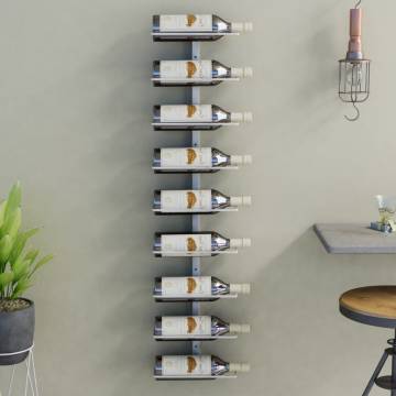 Wall-Mounted Wine Rack for 9 Bottles - White Iron Design