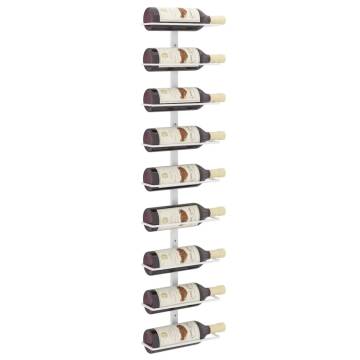 Wall-Mounted Wine Rack for 9 Bottles - White Iron Design