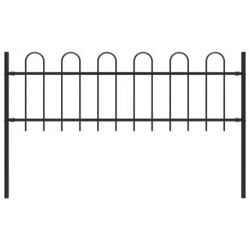 Garden Fence with Hoop Top Steel 1.7m - Black Elegance