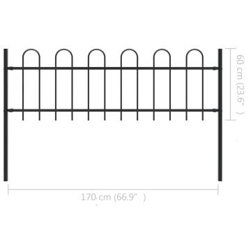 Garden Fence with Hoop Top Steel 1.7m - Black Elegance