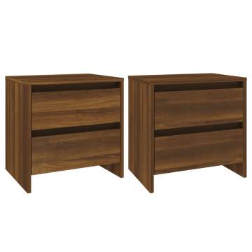 Elegant Brown Oak Bedside Cabinets - 2 pcs | Hippomarket