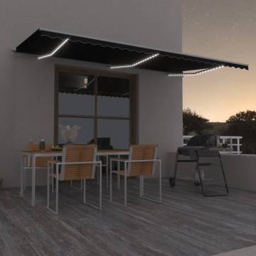 Manual Retractable Awning with LED - 600x350 cm Anthracite