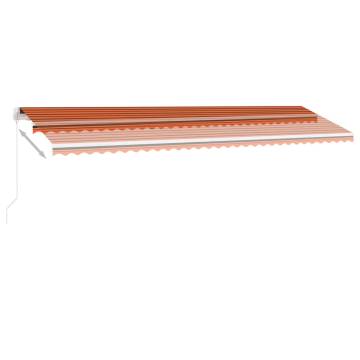 Manual Retractable Awning with LED - 600x300 cm Orange & Brown