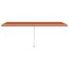 Manual Retractable Awning with LED - 600x300 cm Orange & Brown