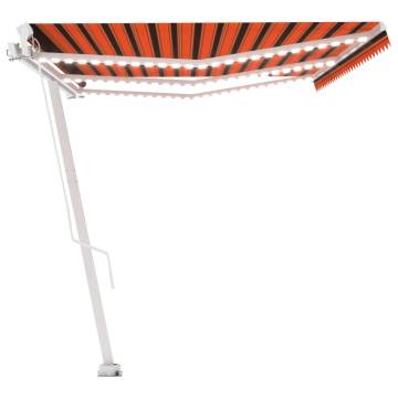 Manual Retractable Awning with LED - 600x300 cm Orange & Brown