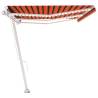 Manual Retractable Awning with LED - 600x300 cm Orange & Brown