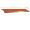 Manual Retractable Awning with LED - 600x300 cm Orange & Brown