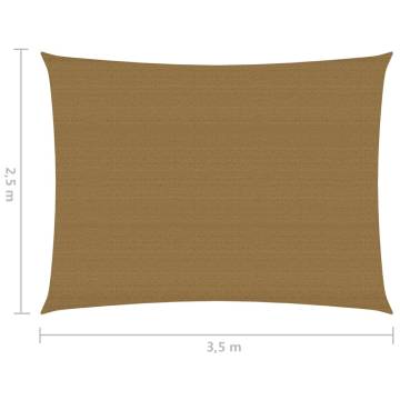 Taupe Sunshade Sail 2.5x3.5 m - UV & Mould Resistant HDPE