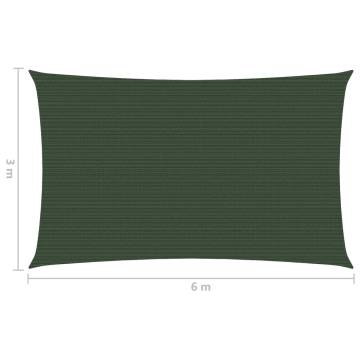 Sunshade Sail 3x6m Dark Green - UV & Mould Resistant HDPE