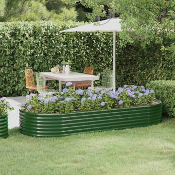 Garden Raised Bed Powder-coated Steel 249x100x36 cm Green