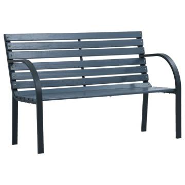 Stylish Grey Garden Bench - Solid Fir Wood - 112 cm