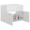 High Gloss White Sink Cabinet with Built-in Basin - Hipomarket