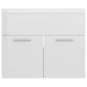 High Gloss White Sink Cabinet with Built-in Basin - Hipomarket