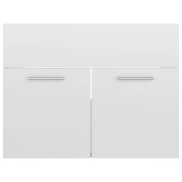 High Gloss White Sink Cabinet with Built-in Basin - Hipomarket