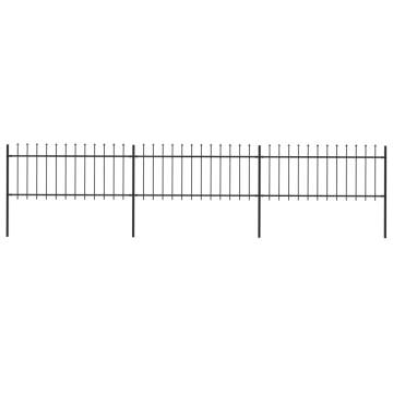 Elegant Black Garden Fence with Spear Top - 5.1x0.8m