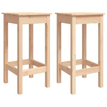 Rustic Bar Chairs - 2 pcs Solid Pine Wood | Hipo Market