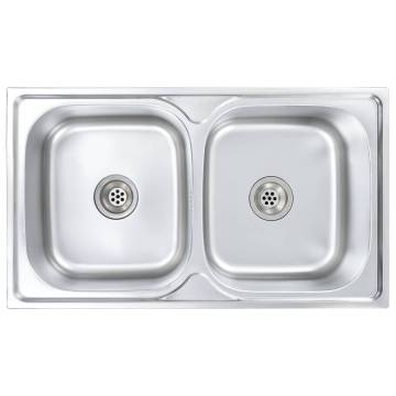 Stainless Steel Double Basin Kitchen Sink with Strainer - HipoMarket