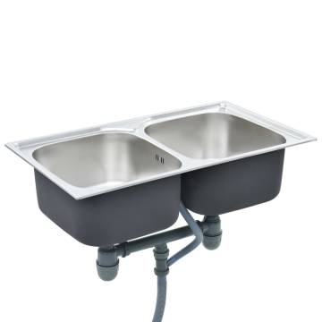 Stainless Steel Double Basin Kitchen Sink with Strainer - HipoMarket