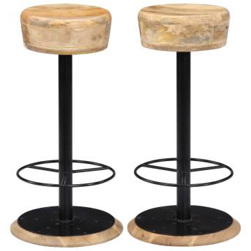 Stylish Solid Mango Wood Bar Chairs - Set of 2 | Hipo Market