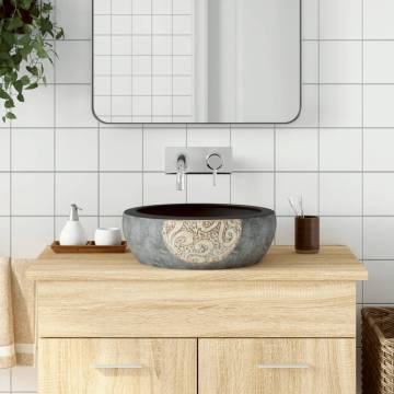 Black & Brown Round Ceramic Countertop Basin - Stylish & Durable