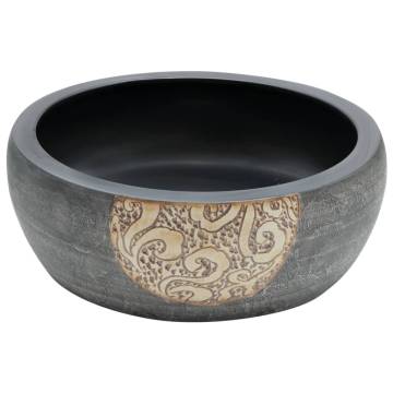 Black & Brown Round Ceramic Countertop Basin - Stylish & Durable