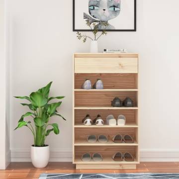 Solid Wood Pine Shoe Cabinet - 60x34x105 cm Storage Solution