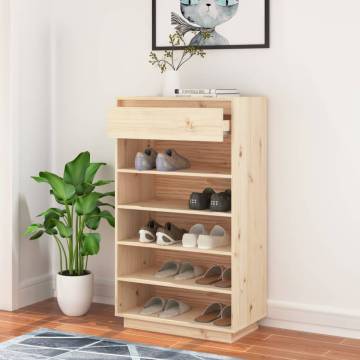 Solid Wood Pine Shoe Cabinet - 60x34x105 cm Storage Solution