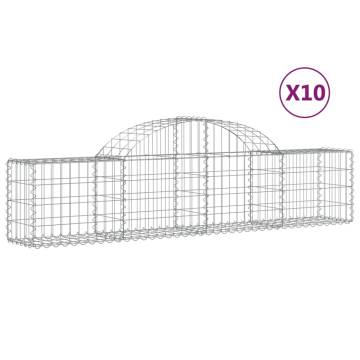 Arched Gabion Baskets - 10 pcs Galvanised Iron Garden Barriers