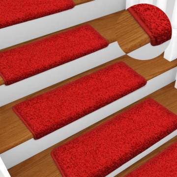 Red Carpet Stair Treads - 15 pcs | Non-Slip Protection