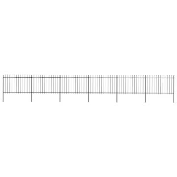 Elegant Garden Fence with Spear Top Steel - 10.2m Black