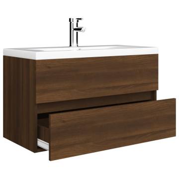 Sink Cabinet with Built-in Basin in Brown Oak | Hipomarket