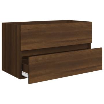 Sink Cabinet with Built-in Basin in Brown Oak | Hipomarket