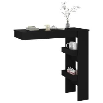 Stylish Black Wall Bar Table - 102x45x103.5 cm Engineered Wood