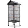 Large Black Bird Cage with Roof - 66x66x155 cm Steel