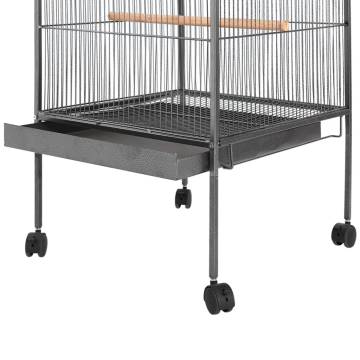 Large Black Bird Cage with Roof - 66x66x155 cm Steel