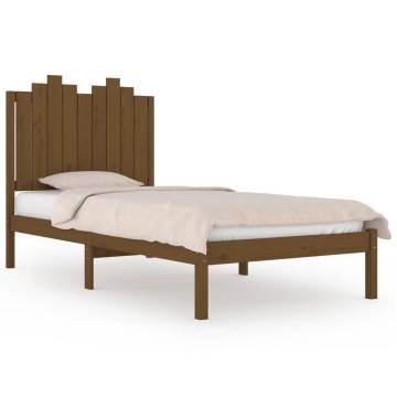 Honey Brown Solid Wood Pine Bed Frame - 100x200 cm | Hipo Market