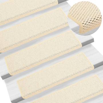 Stair Mats Self-Adhesive Sisal-Look 15 pcs - Cream