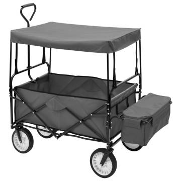 Folding Hand Trolley with Canopy - Steel Grey | Hipo Market