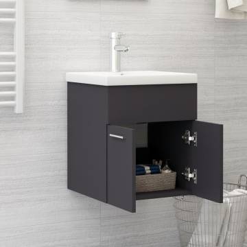 Sink Cabinet with Built-in Basin - Grey Engineered Wood