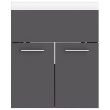 Sink Cabinet with Built-in Basin - Grey Engineered Wood