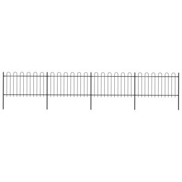 Elegant Garden Fence with Hoop Top Steel - 6.8x1 m Black