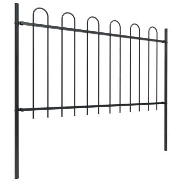 Elegant Garden Fence with Hoop Top Steel - 6.8x1 m Black