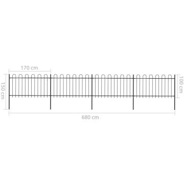 Elegant Garden Fence with Hoop Top Steel - 6.8x1 m Black