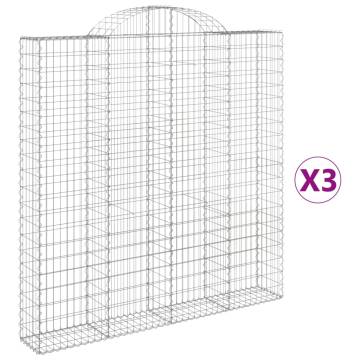 Arched Gabion Baskets 3 pcs | Durable Garden Barriers