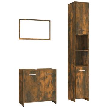 3 Piece Bathroom Furniture Set in Smoked Oak - Stylish & Practical