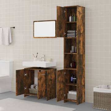 3 Piece Bathroom Furniture Set in Smoked Oak - Stylish & Practical