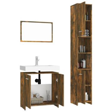 3 Piece Bathroom Furniture Set in Smoked Oak - Stylish & Practical