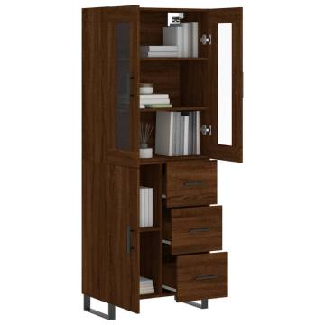 Stylish Highboard Brown Oak - 69.5x34x180 cm | HipoMarket UK