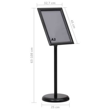 A3 Pedestal Poster Stand - Black Aluminium Alloy for Promotions