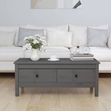 Elegant Grey Coffee Table - Solid Pine Wood - 100x50 cm